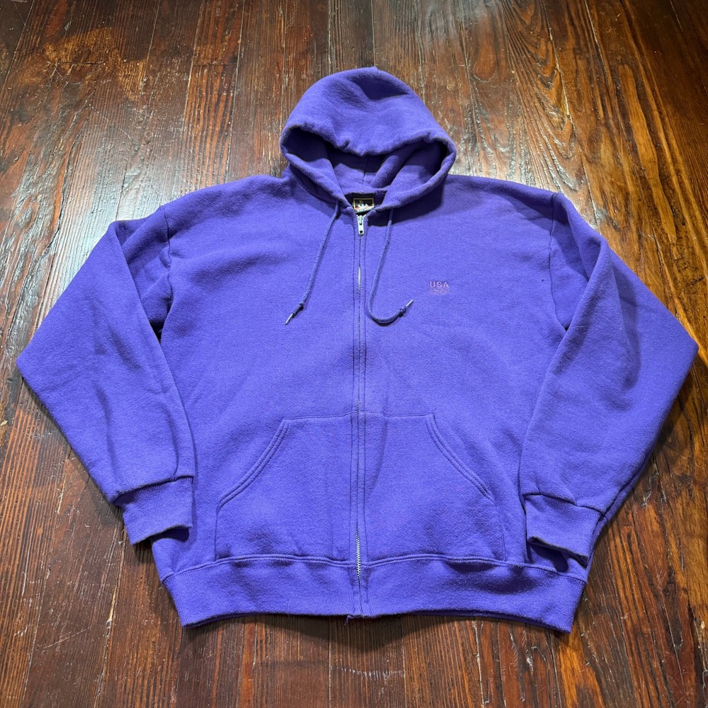 Vintage 90s Olympisc Hoodie Mens L Purple Embroidered USA Made Full Zip